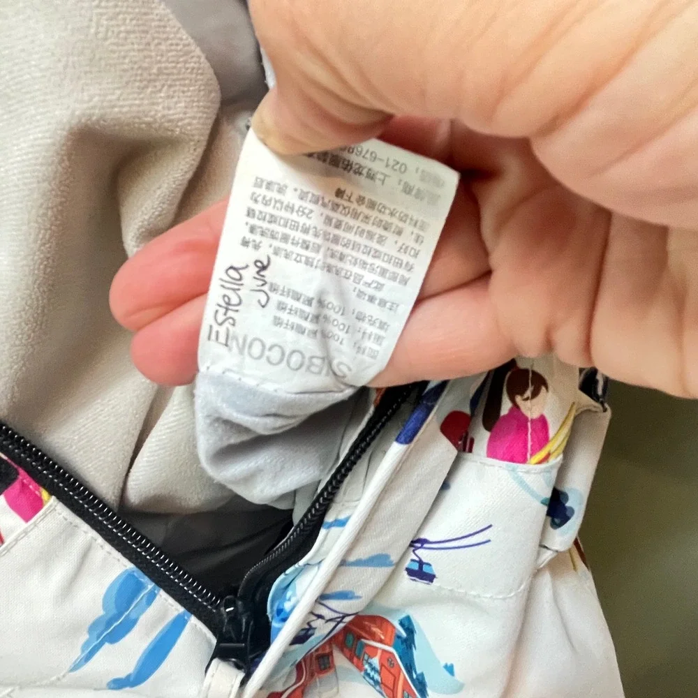 SNBOCON Kids White Ski Snowboard Print One Piece Insulated Snow Suit Size 110